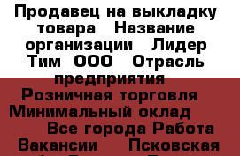 Продавец на выкладку товара › Название организации ­ Лидер Тим, ООО › Отрасль предприятия ­ Розничная торговля › Минимальный оклад ­ 17 600 - Все города Работа » Вакансии   . Псковская обл.,Великие Луки г.